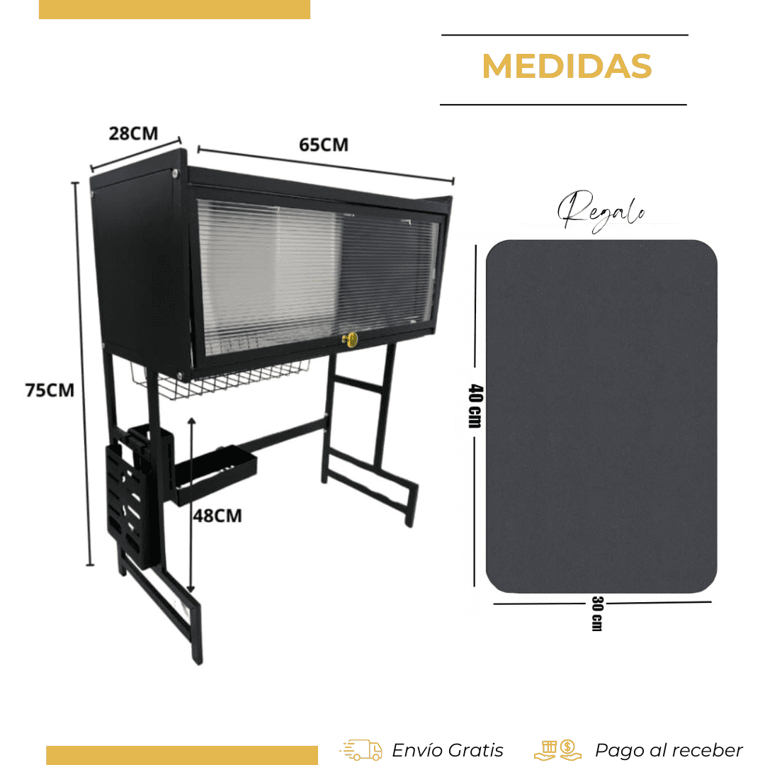 SECAFÁCIL PRO® Escurridor Modelo Americano + Tapete Absorbente Mágico de Regalo