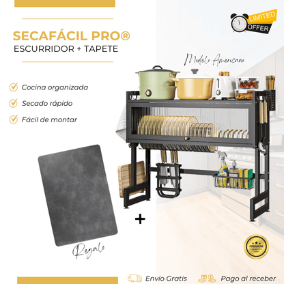 SECAFÁCIL PRO® Escurridor Modelo Americano + Tapete Absorbente Mágico de Regalo
